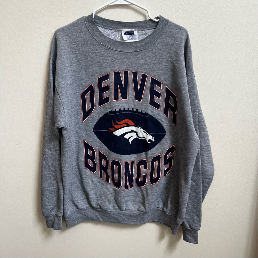 Denver Broncos Women's Gray Crew Neck Sweater